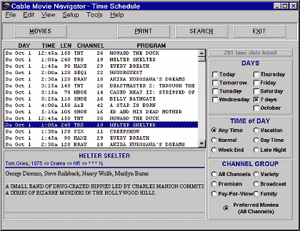 Cable Movie Navigator screen.