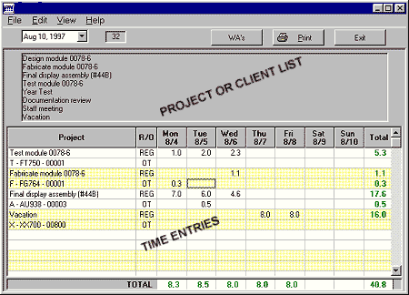 Time Keeper entry screen.